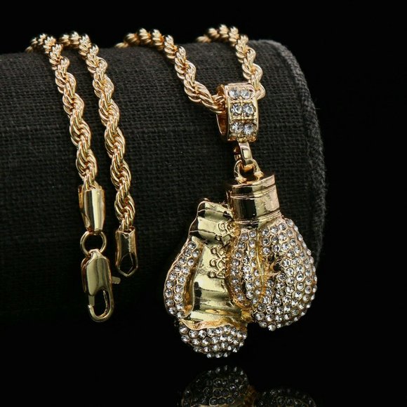 14k Gold Boxing 24" Rope Chain + Pendant